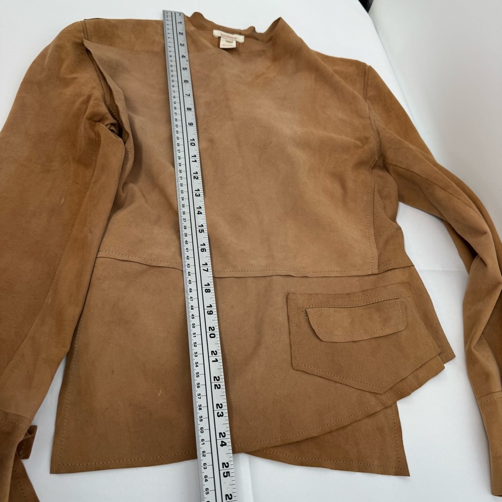 Sundance Jacket Womens Size 6 Tan Suede Waterfall Drape Open Front Lightweight - Picture 8 of 14